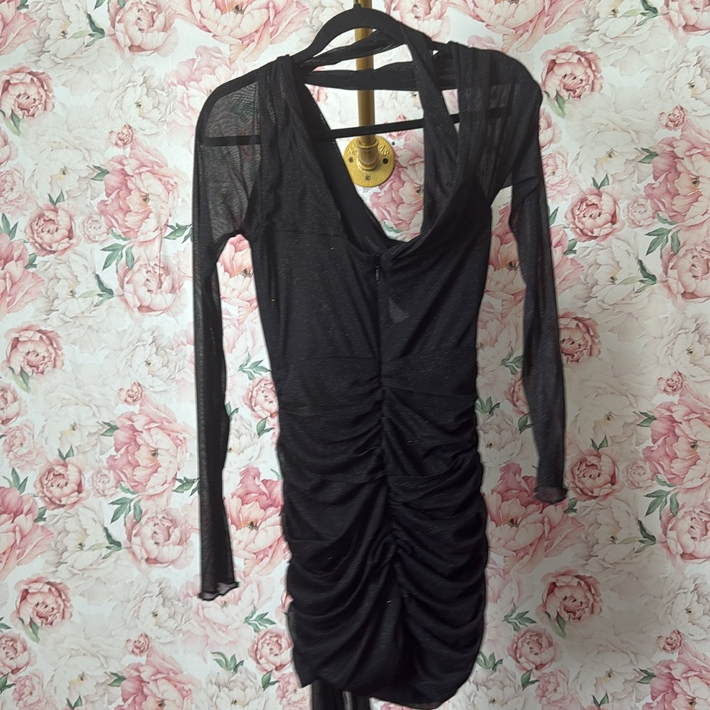 House of CB SANTA Black Glitter Cutout Mini Dress size S - Picture 12 of 12